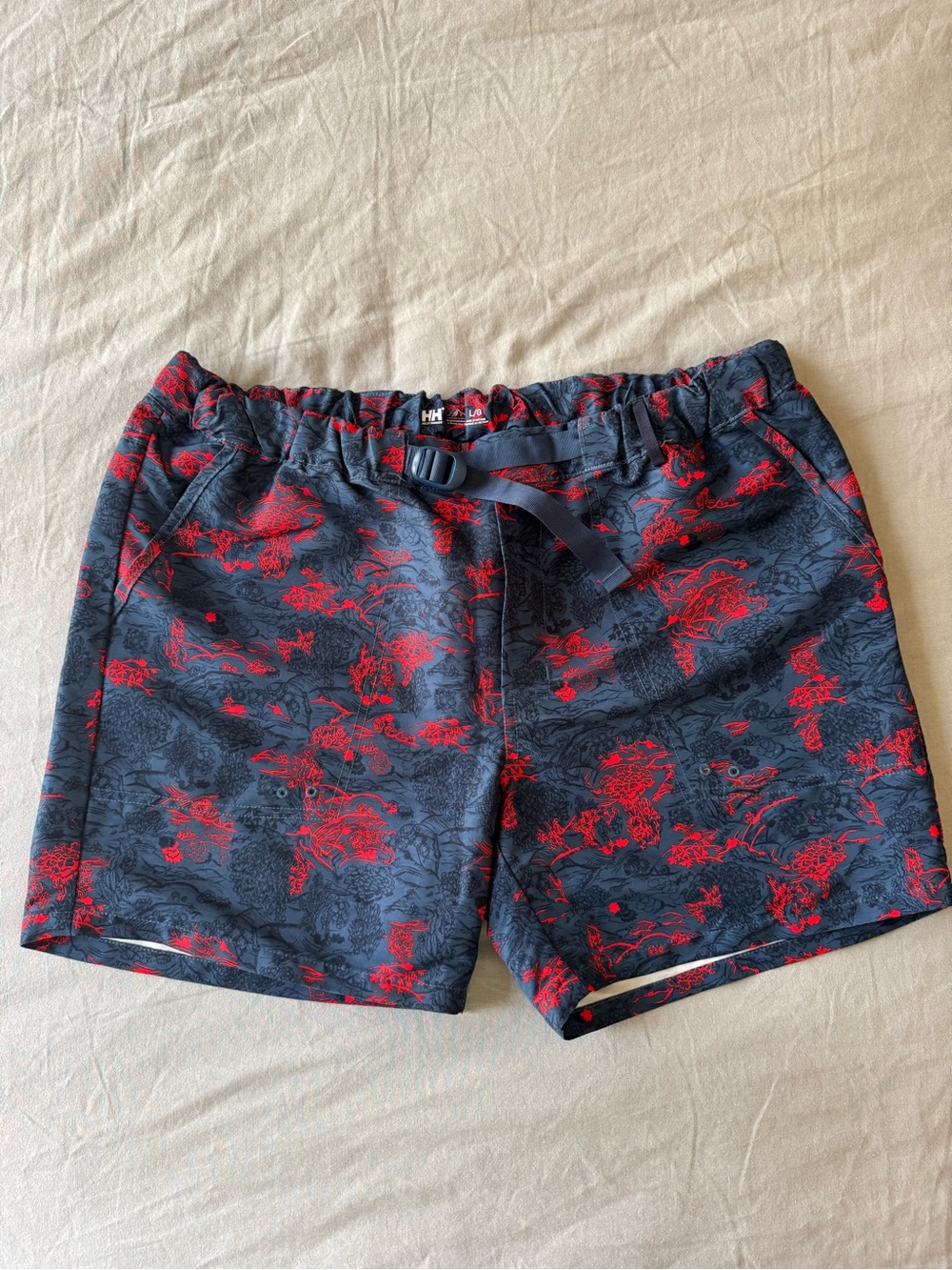 Helly Hansen Navy Shorts with Red Graphic Print